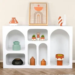 Wooden Art Meubles De Rangement^Console Liva blanche - 120x74x37 cm