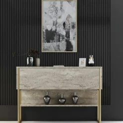 Wooden Art Tables^Console Luxe travertin/doré - 120x80x30 cm
