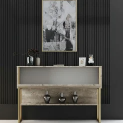Wooden Art Tables^Console Luxe travertin/doré - 120x80x30 cm