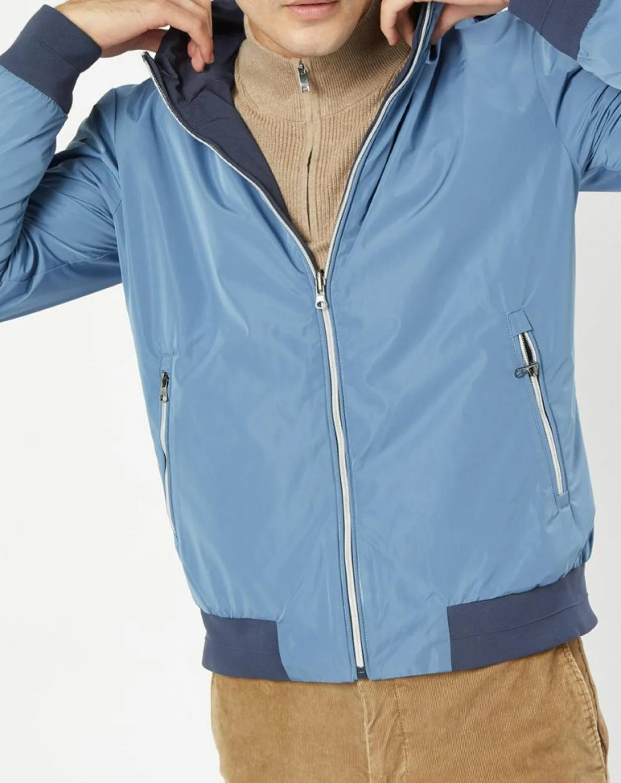 Coupe-vent réversible à capuche bleu-Hackett London New