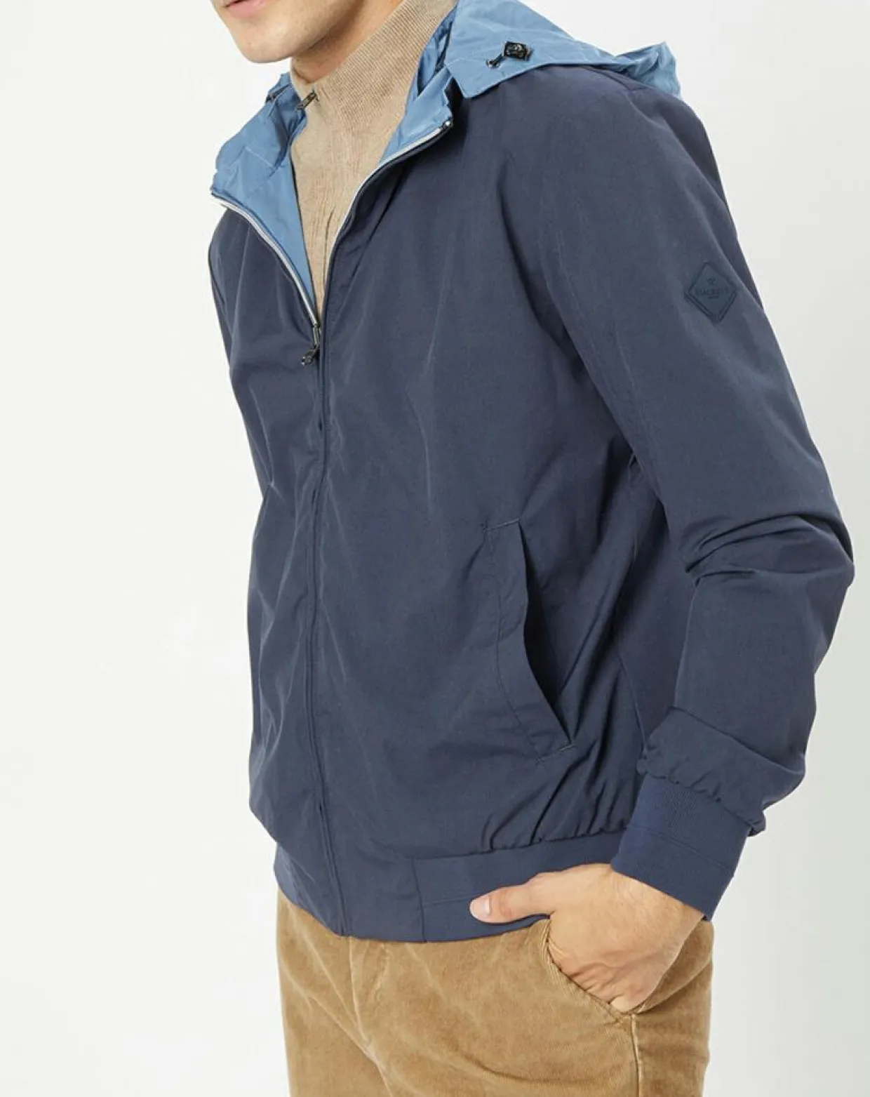 Coupe-vent réversible à capuche bleu-Hackett London New