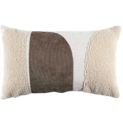 Coussin bouclette beige - 50x30 cm-Home Deco Factory