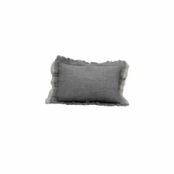 Coussin Coton en lin & coton bleu 25x40cm-Bed and Philosophy Sale