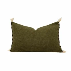 Coussin en coton flammé vert 25x40cm-Bed and Philosophy Outlet