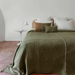 Coussin en coton flammé vert 25x40cm-Bed and Philosophy Outlet