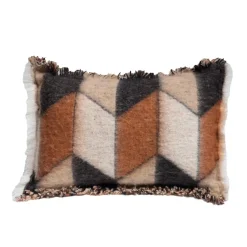 Coussin en laine motif 70s marron 40x60cm-Bed and Philosophy Clearance