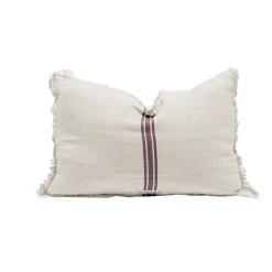 Bed and Philosophy Coussins, Galettes De Sièges^Coussin en lin & coton chevron blanc/violet 40x60cm