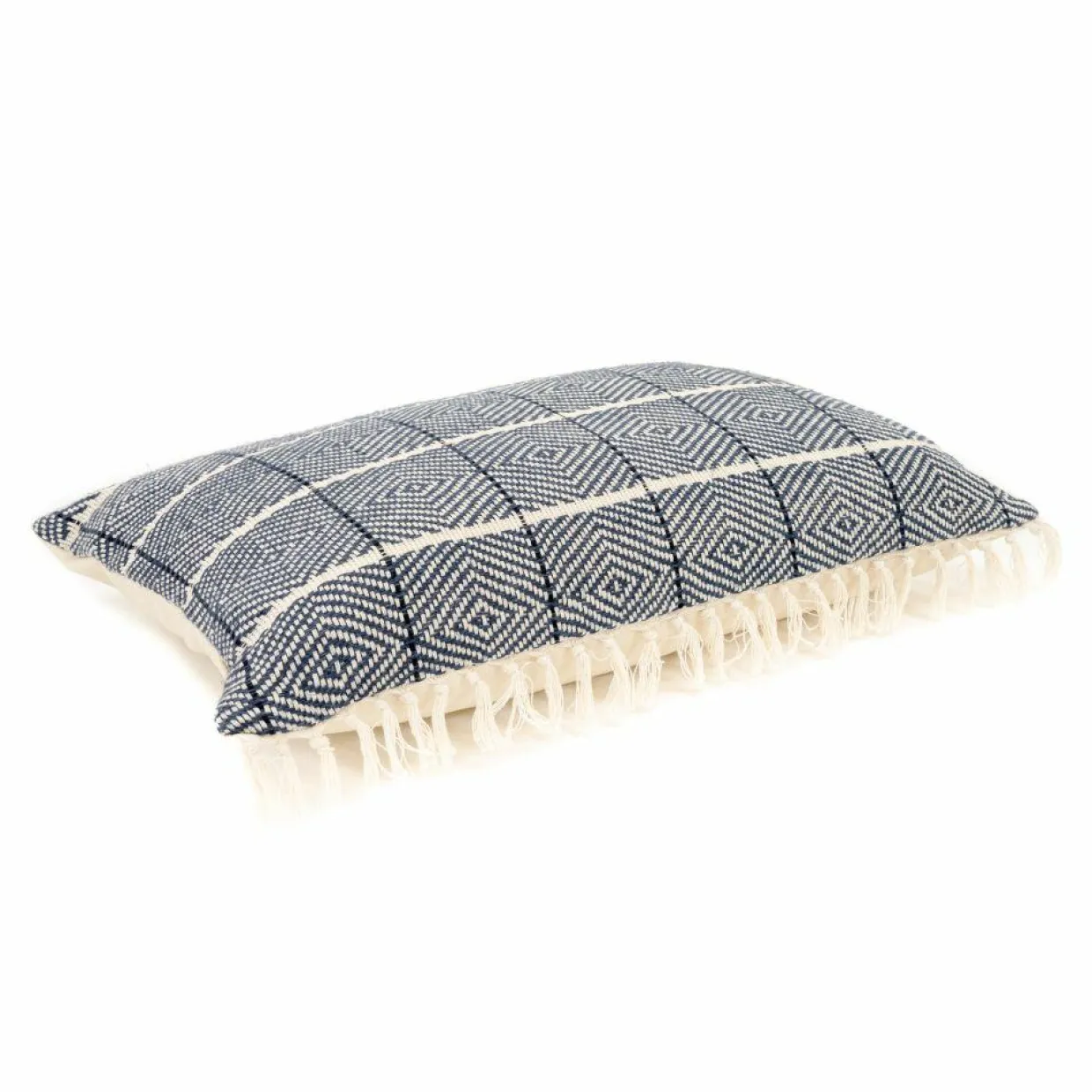 Coussin en lin et coton bleu 40x60cm-Bed and Philosophy New