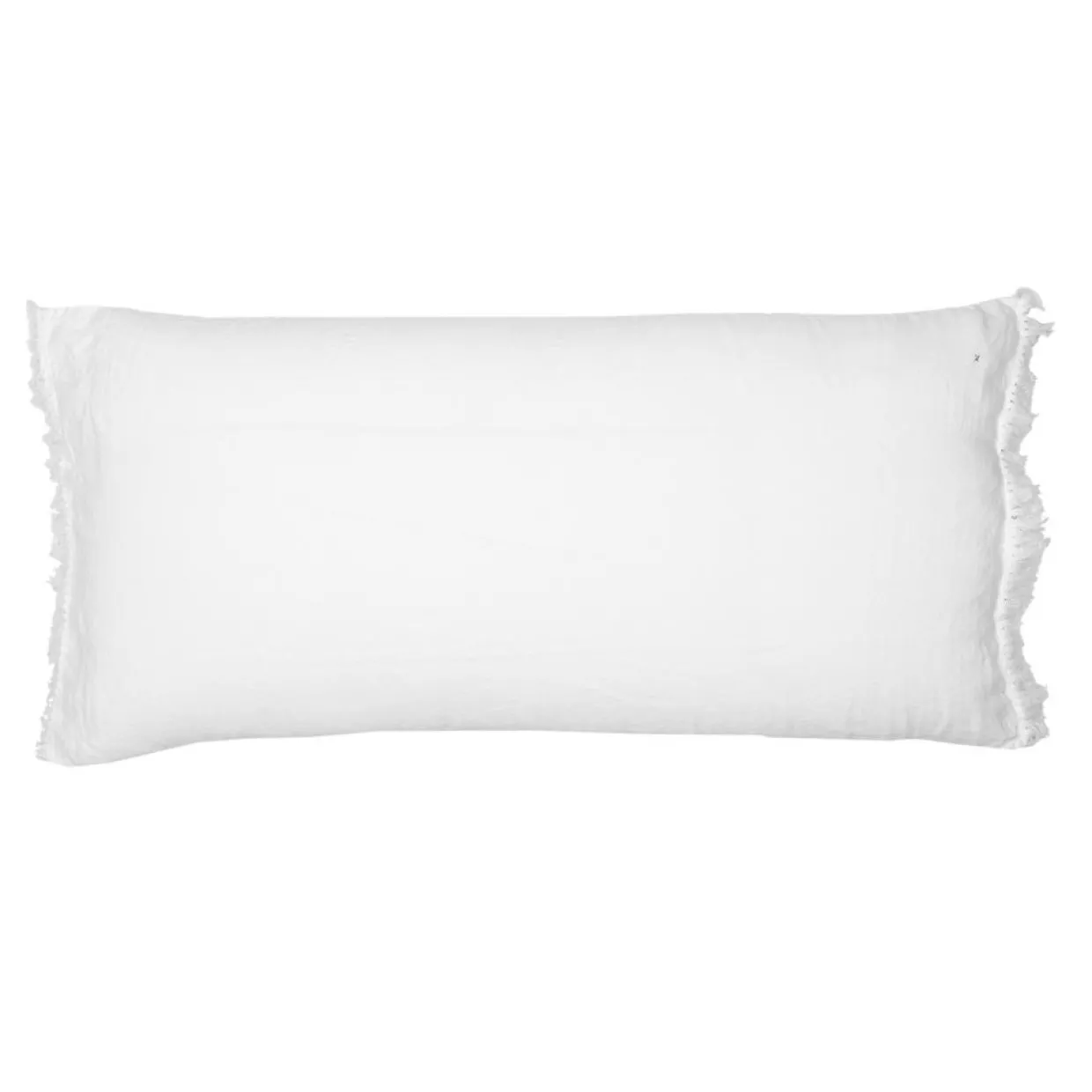 Coussin en lin frangé blanc 55x110cm-Bed and Philosophy Online