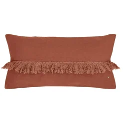 Coussin en lin frangé terre brûlée 30x60cm-Bed and Philosophy Discount