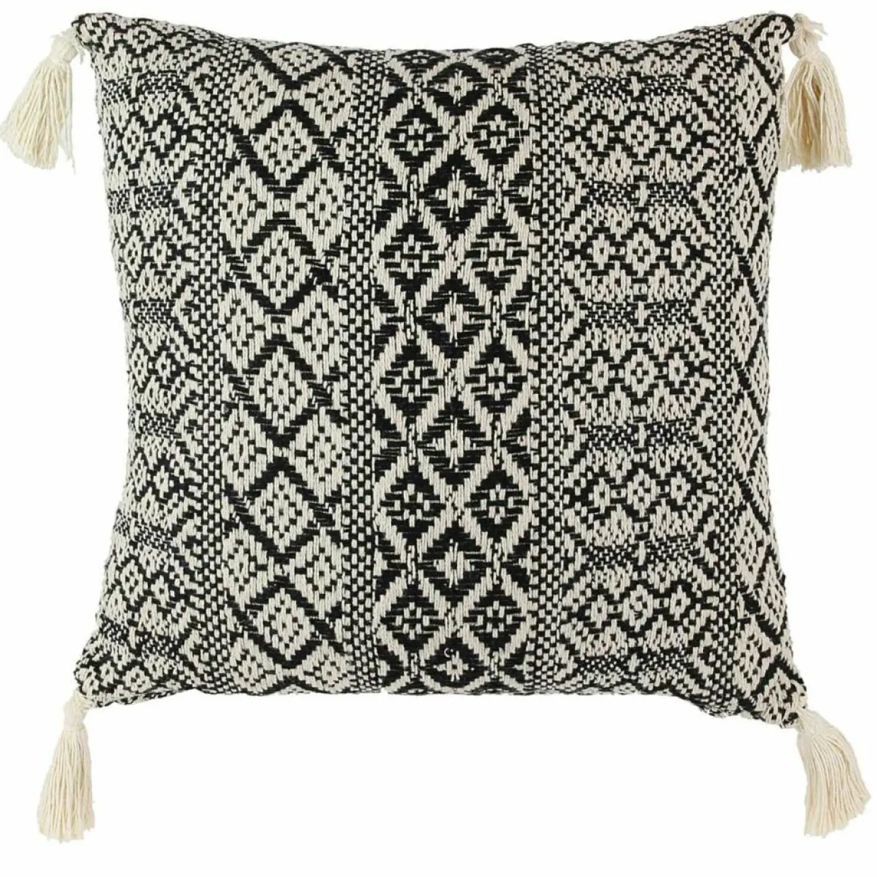 Home Deco Factory Coussins, Galettes De Sièges^Coussin ethnique pompons beige/noir - 40x40 cm