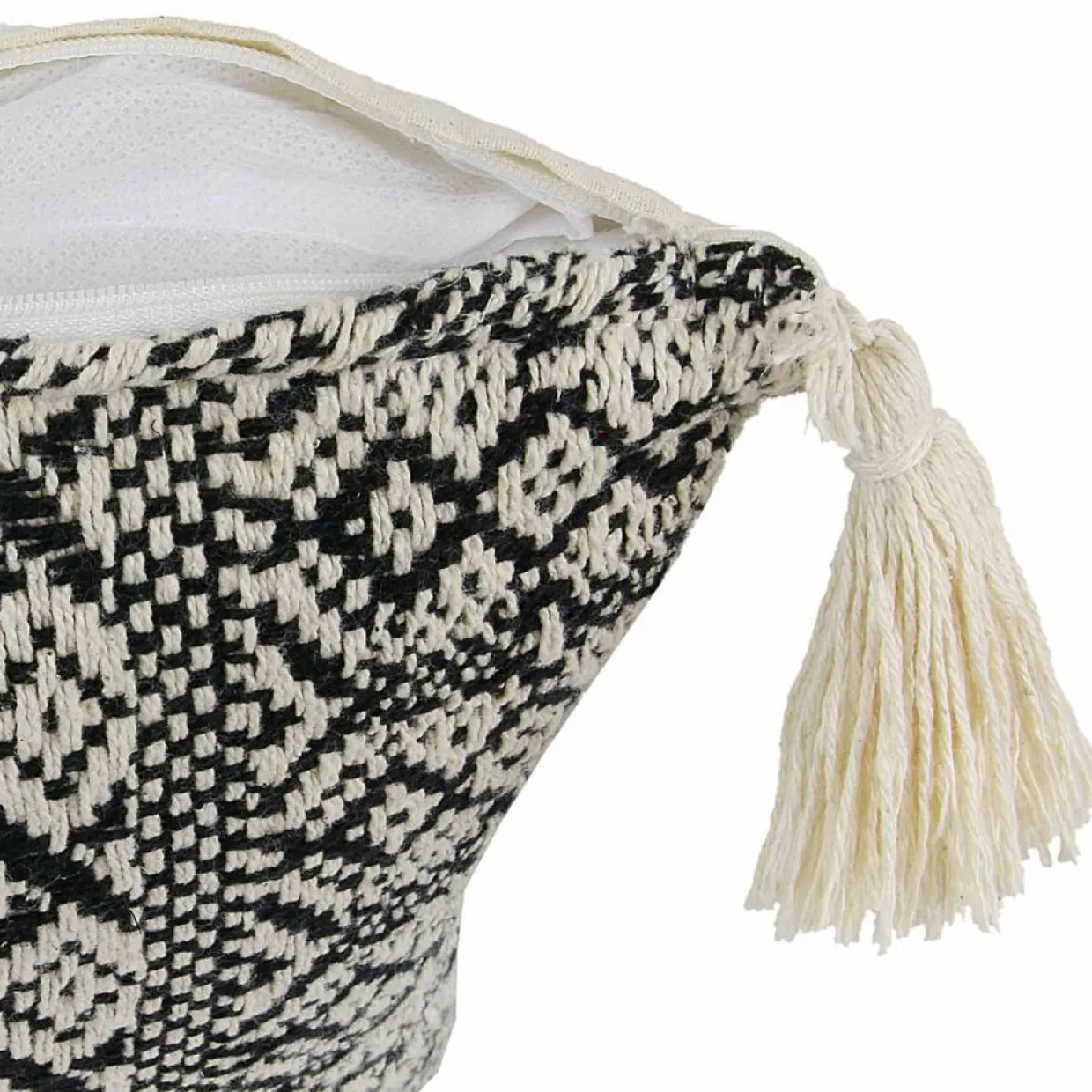 Home Deco Factory Coussins, Galettes De Sièges^Coussin ethnique pompons beige/noir - 40x40 cm