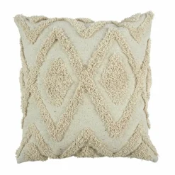 Coussin ethnique relief losange beige - 40x40 cm-Home Deco Factory Sale