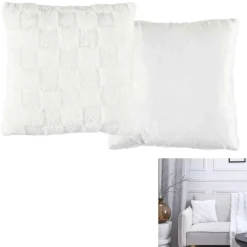 Home Deco Factory Coussins, Galettes De Sièges^Coussin flanelle damier blanc - 40x40 cm