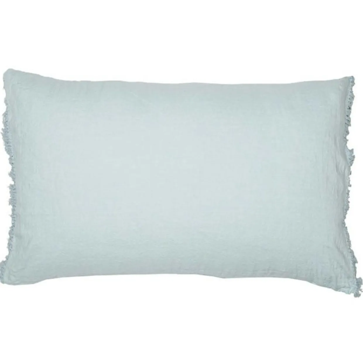 Coussin frangé en lin bleu 50x70cm-Bed and Philosophy Clearance