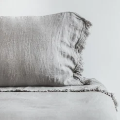 Bed and Philosophy Linge De Lit, Ensembles^Coussin frangé gris 80x80cm