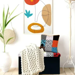 Home Deco Factory Coussins, Galettes De Sièges^Coussin patchwork dehoussable 40x40cm