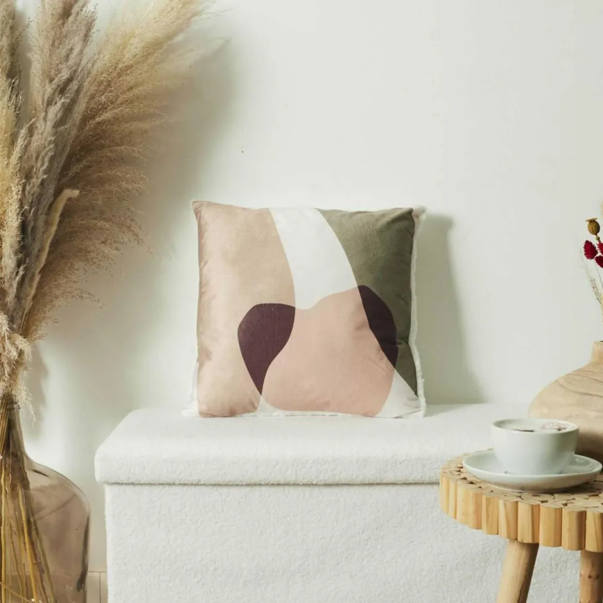 Coussin Sherpa imprimé multicolore - 40x40 cm-Home Deco Factory Hot