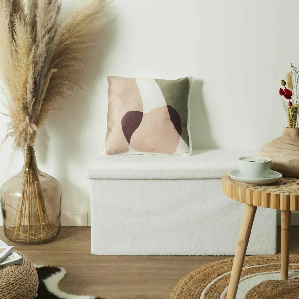 Coussin Sherpa imprimé multicolore - 40x40 cm-Home Deco Factory Hot