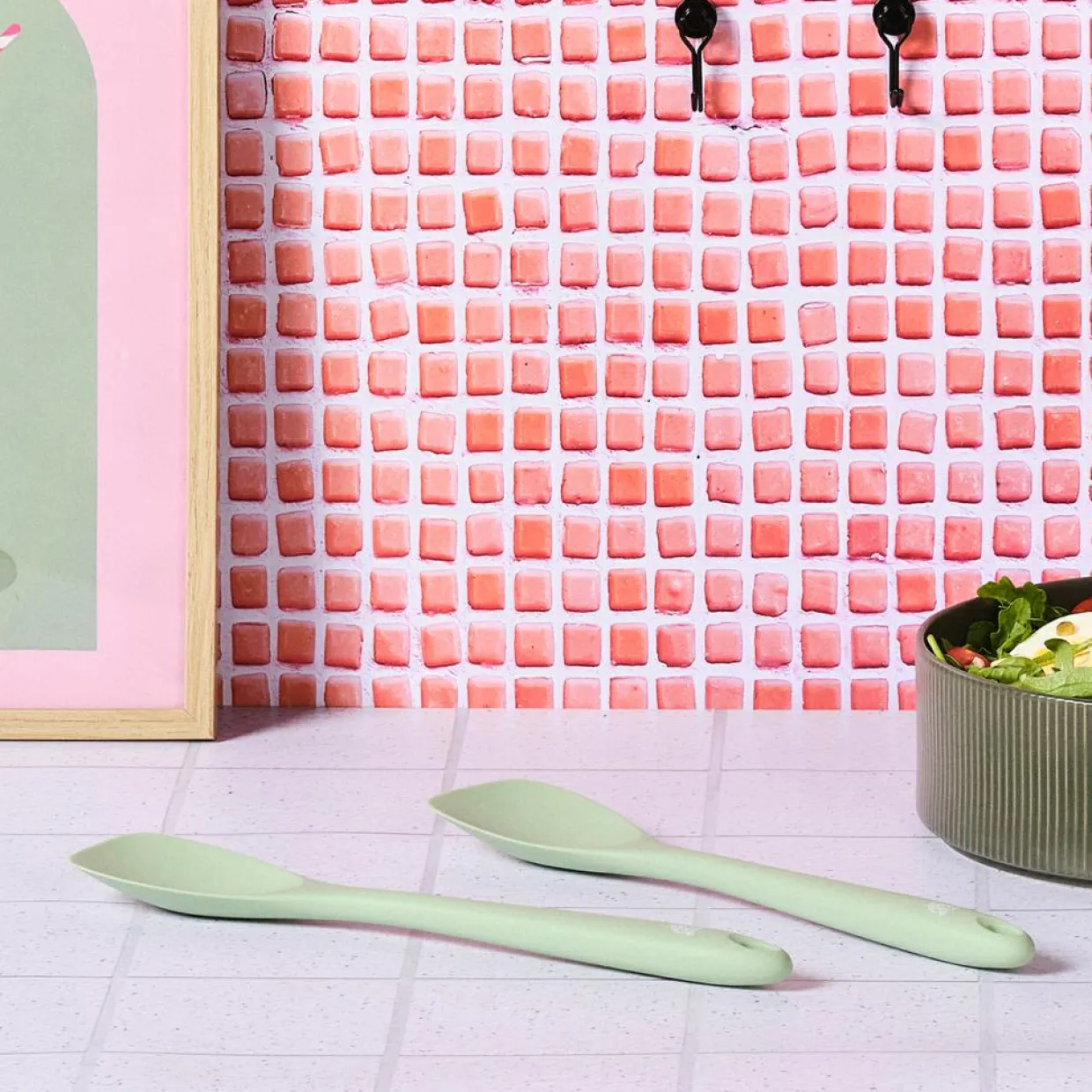 Bjorn Couverts De Table^Couverts à salade en silicone IVAR vert pâle