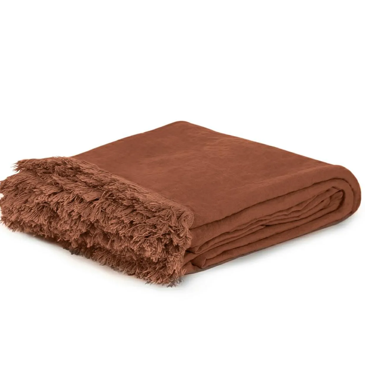 Bed and Philosophy Linge De Lit, Ensembles^Couvre-lit en lin finitions frangées rouge 250x250cm
