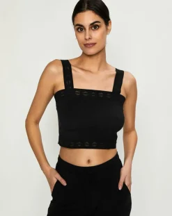 Crop top Jeanne noir-Huit Clearance
