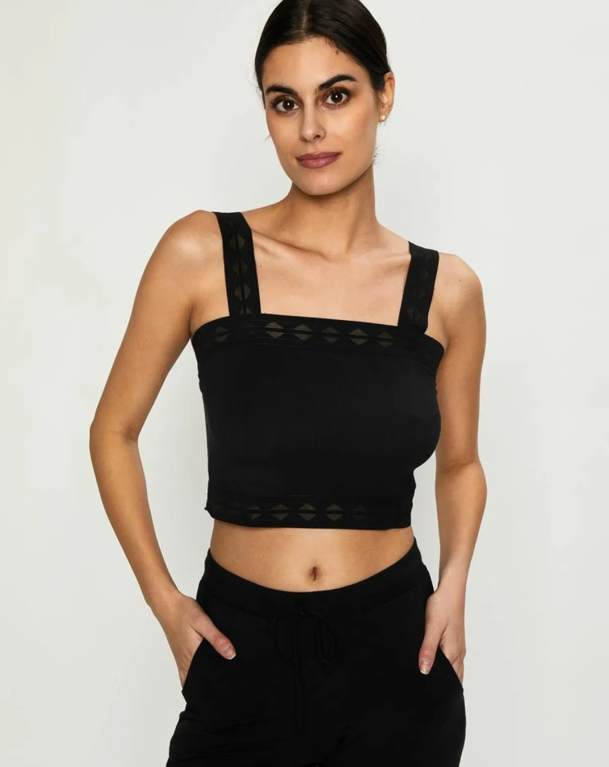 Crop top Jeanne noir-Huit Clearance
