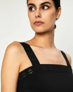 Crop top Jeanne noir-Huit Clearance