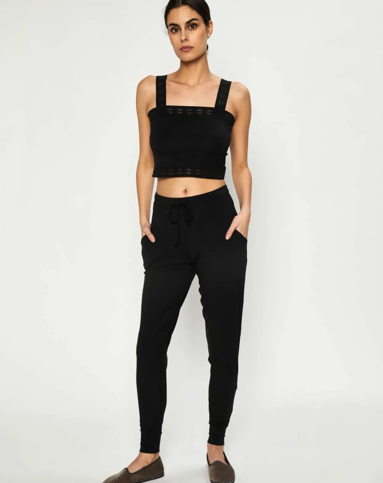 Crop top Jeanne noir-Huit Clearance
