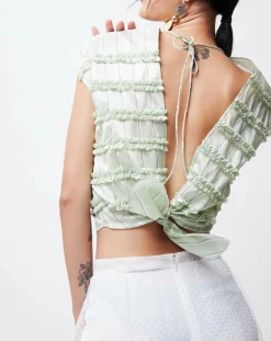 Crop-Top en Coton & Soie Alice vert clair-John Galliano Sale