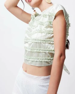 Crop-Top en Coton & Soie Alice vert clair-John Galliano Sale