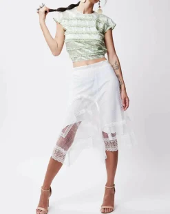 Crop-Top en Coton & Soie Alice vert clair-John Galliano Sale