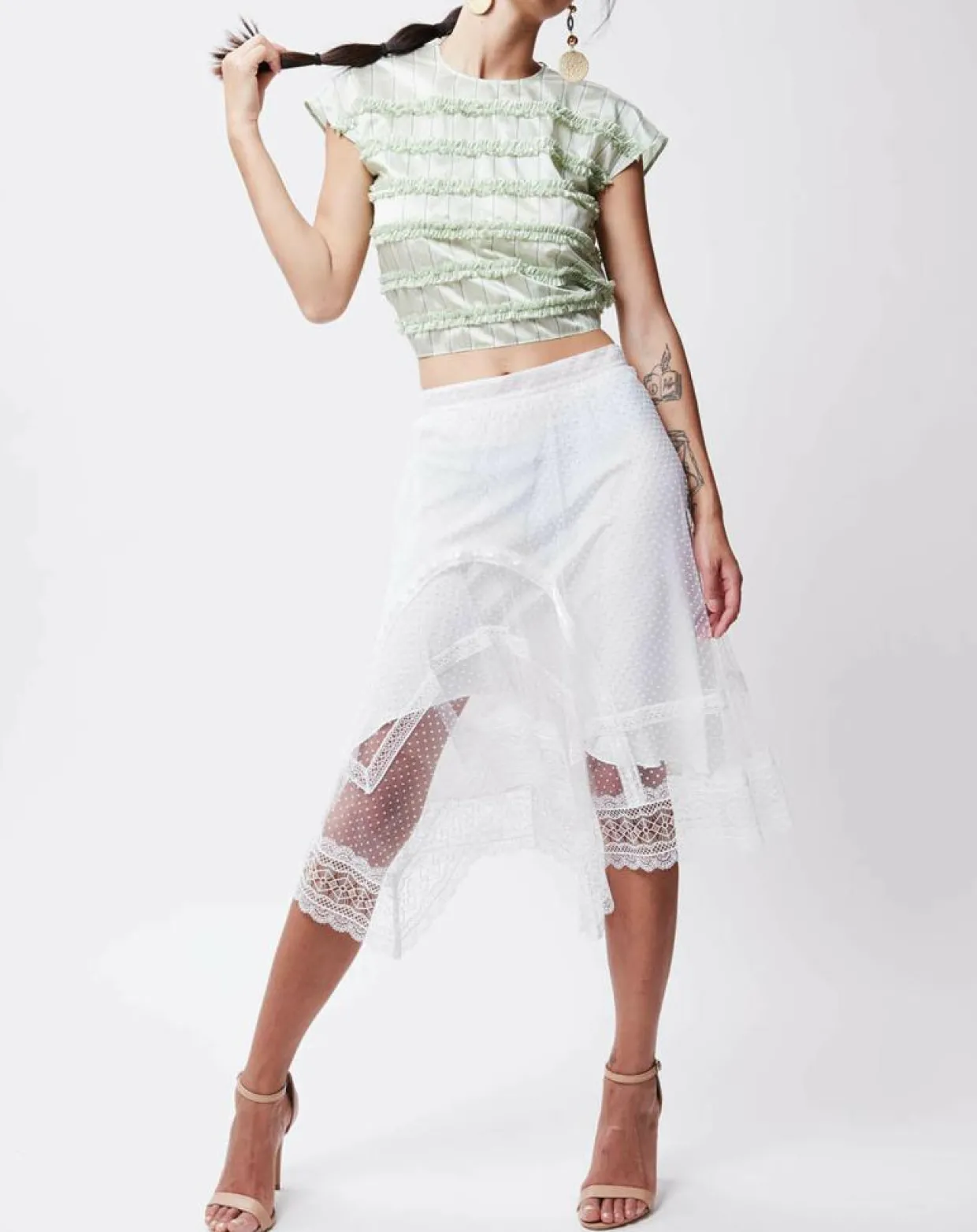 Crop-Top en Coton & Soie Alice vert clair-John Galliano Sale