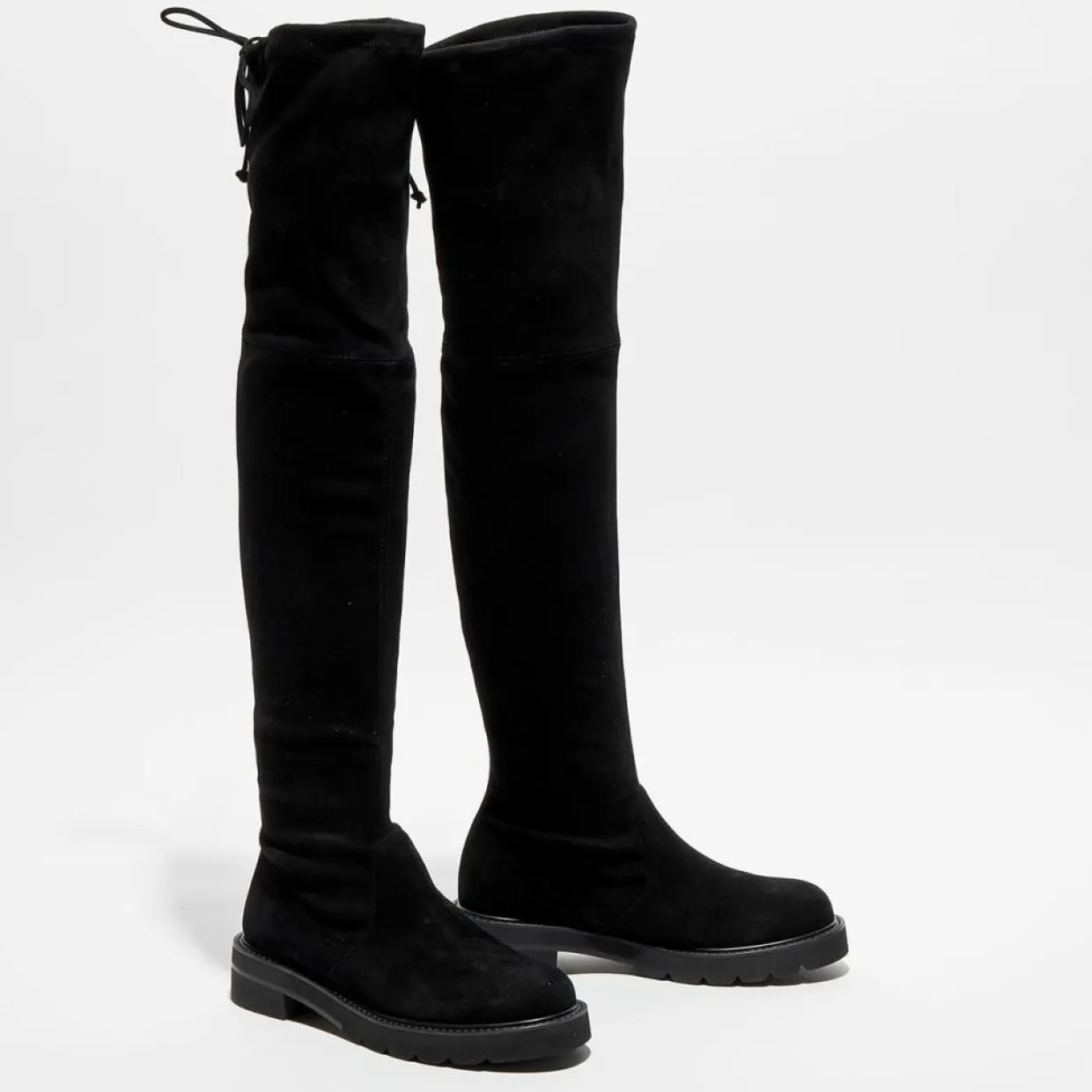 Femme Stuart Weitzman Bottes^Cuissardes en Velours de Cuir Lowland Lift noires