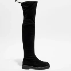 Femme Stuart Weitzman Bottes^Cuissardes en Velours de Cuir Lowland Lift noires