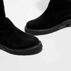 Femme Stuart Weitzman Bottes^Cuissardes en Velours de Cuir Lowland Lift noires