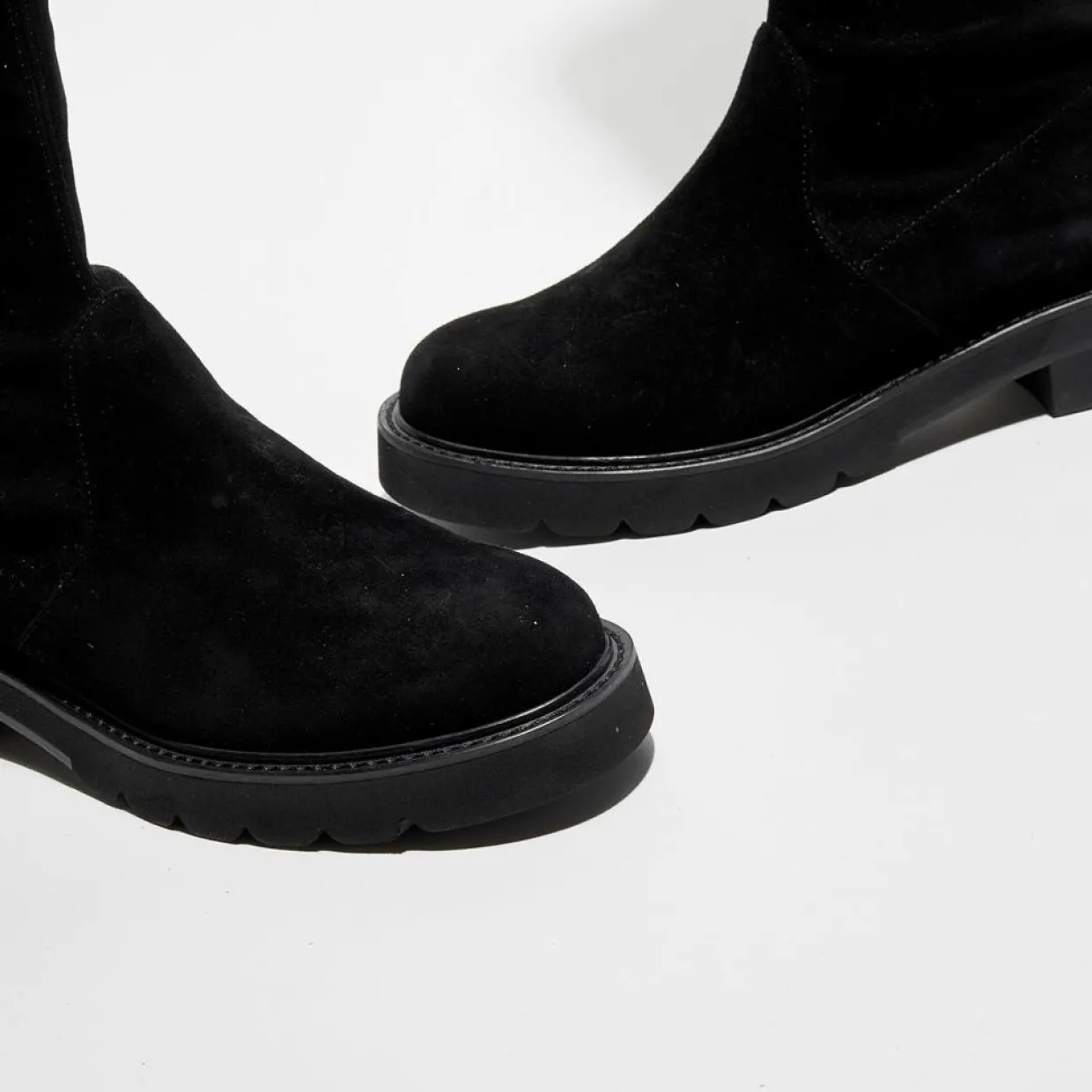 Femme Stuart Weitzman Bottes^Cuissardes en Velours de Cuir Lowland Lift noires
