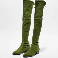 Cuissardes en Velours de Cuir Lowland vertes-Stuart Weitzman