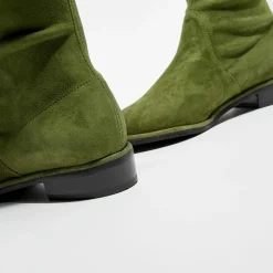 Cuissardes en Velours de Cuir Lowland vertes-Stuart Weitzman