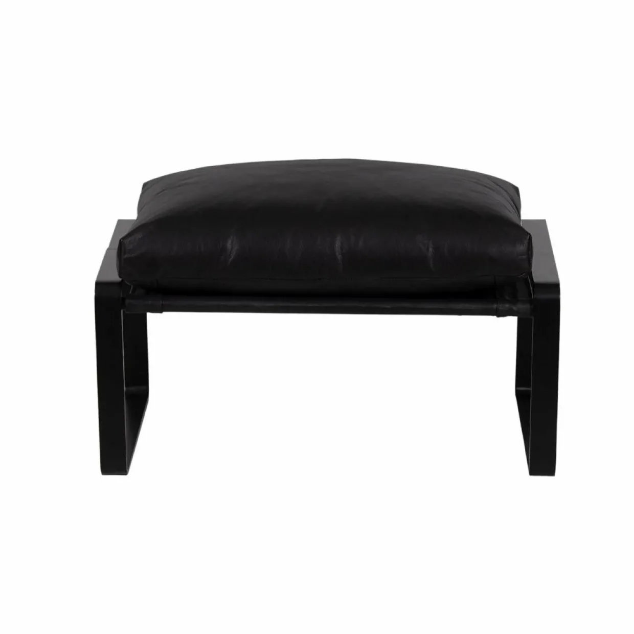 Bois & Chiffons Poufs^Damo black pouf Leather Noir - 68x46x35 cm