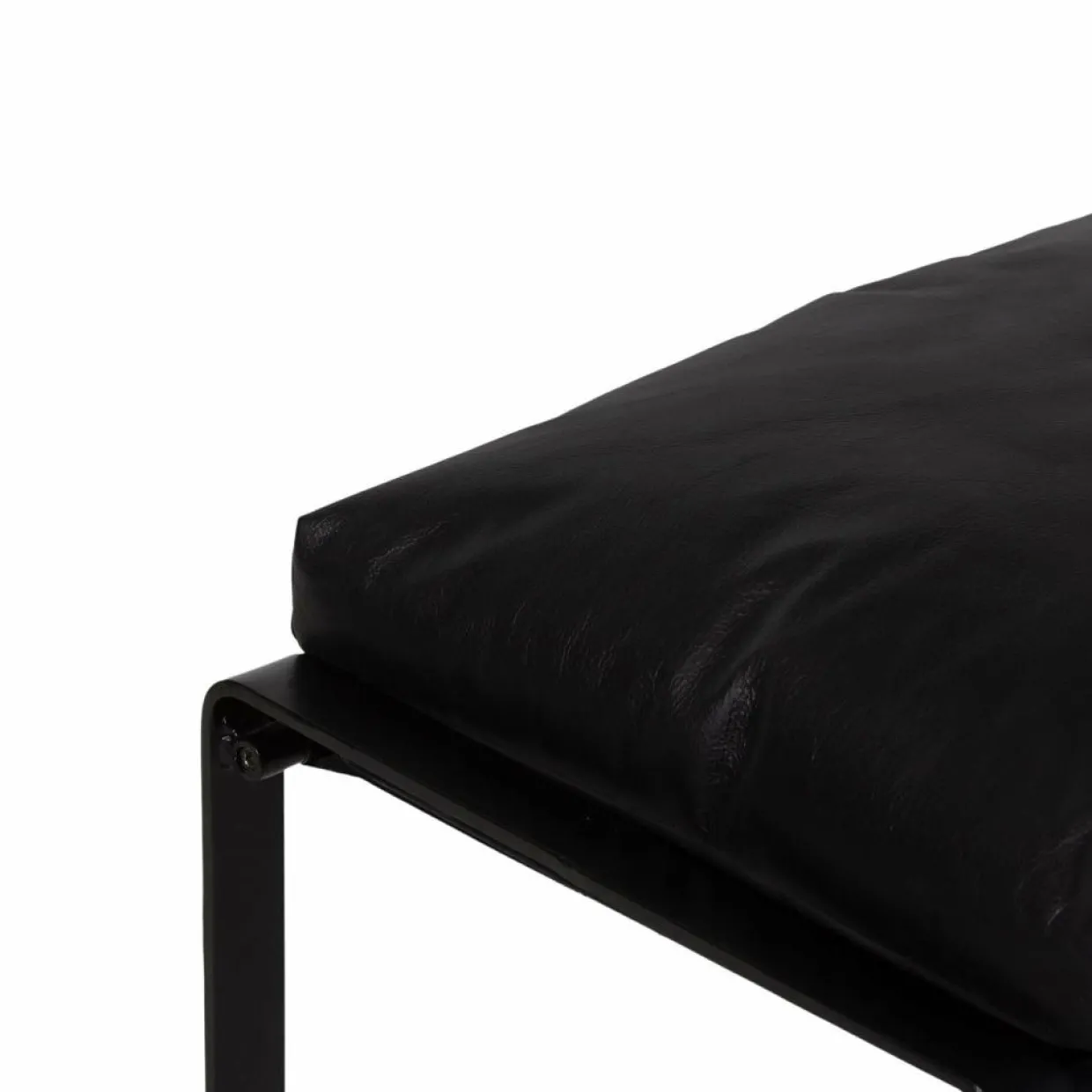 Bois & Chiffons Poufs^Damo black pouf Leather Noir - 68x46x35 cm