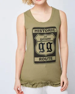 Femme John Galliano T-Shirts^Débardeur à motif kaki/noir