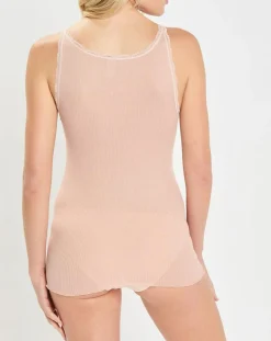 Femme Mare Lingerie, Nuit^Débardeur bretelles fines contours dentelle rose