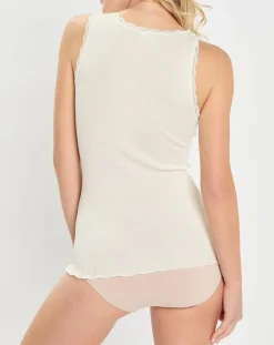 Femme Mare Lingerie, Nuit^Débardeur bretelles larges contours dentelle blanc