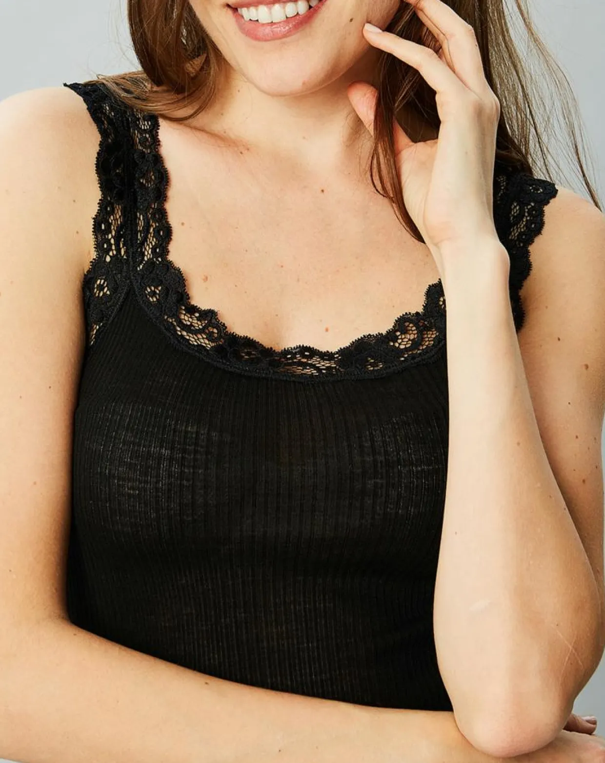 Femme Mare Lingerie, Nuit^Débardeur Catherine en Laine & Soie noir