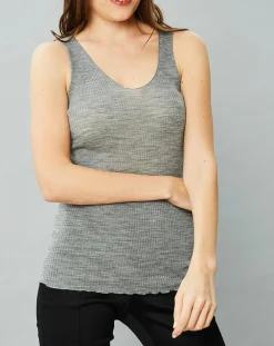 Femme Mare Lingerie, Nuit^Débardeur Célia en Laine & Soie gris