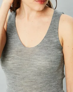 Femme Mare Lingerie, Nuit^Débardeur Célia en Laine & Soie gris