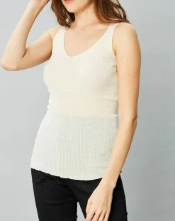 Femme Mare Lingerie, Nuit^Débardeur Célia en Laine & Soie ivoire