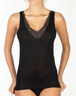 Femme Mare Tops Et Blouses^Débardeur Dora en Coton avec dentelle noir
