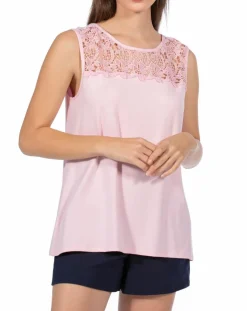 Femme Mare Tops Et Blouses^Débardeur en dentelle larges bretelles rose